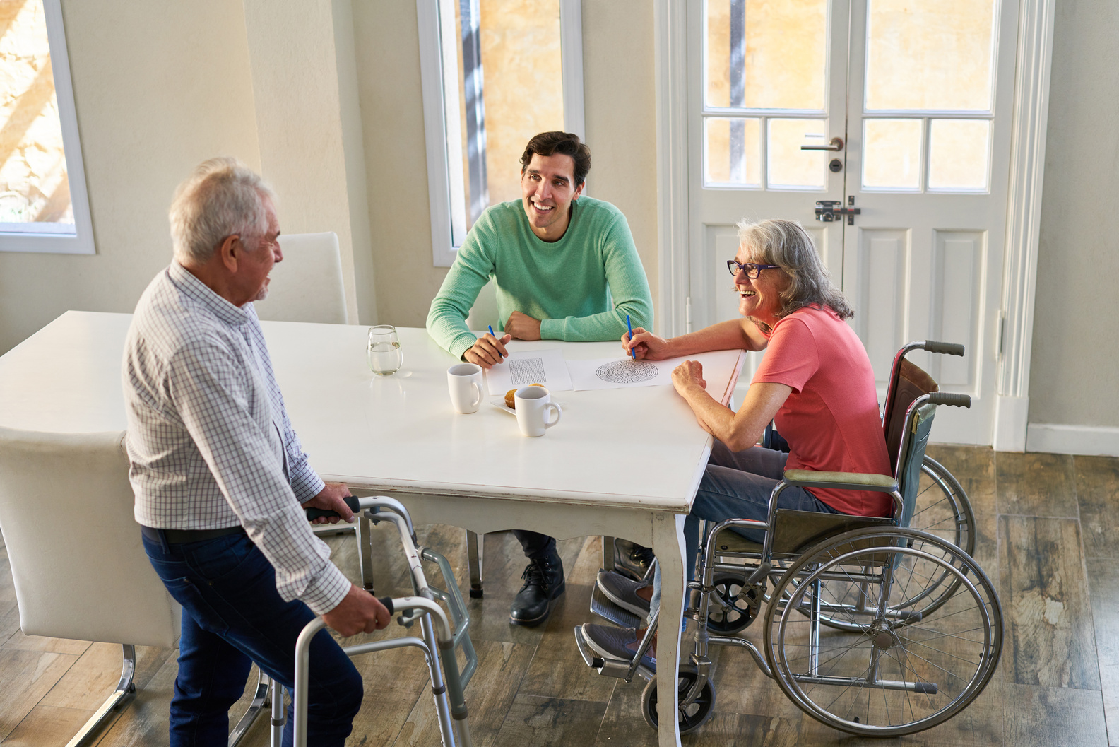 Son and Senior Parents with Disabilities in Assisted Living
